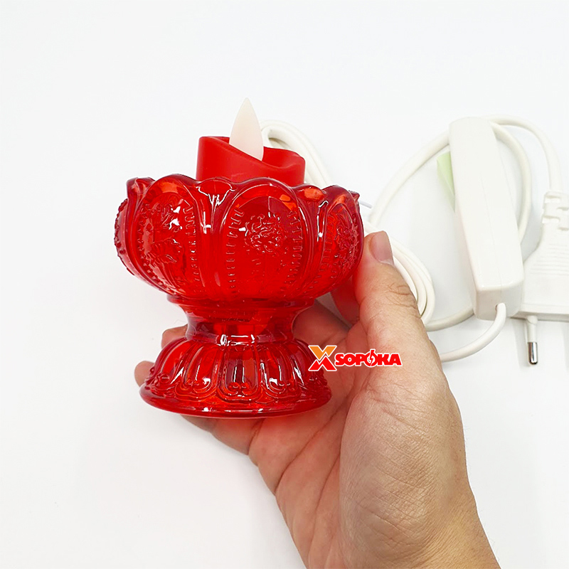 Cốc Nến Điện Hoa Sen SOPOKA HS01 Thân Thấp Có Phích Và Công Tắc
