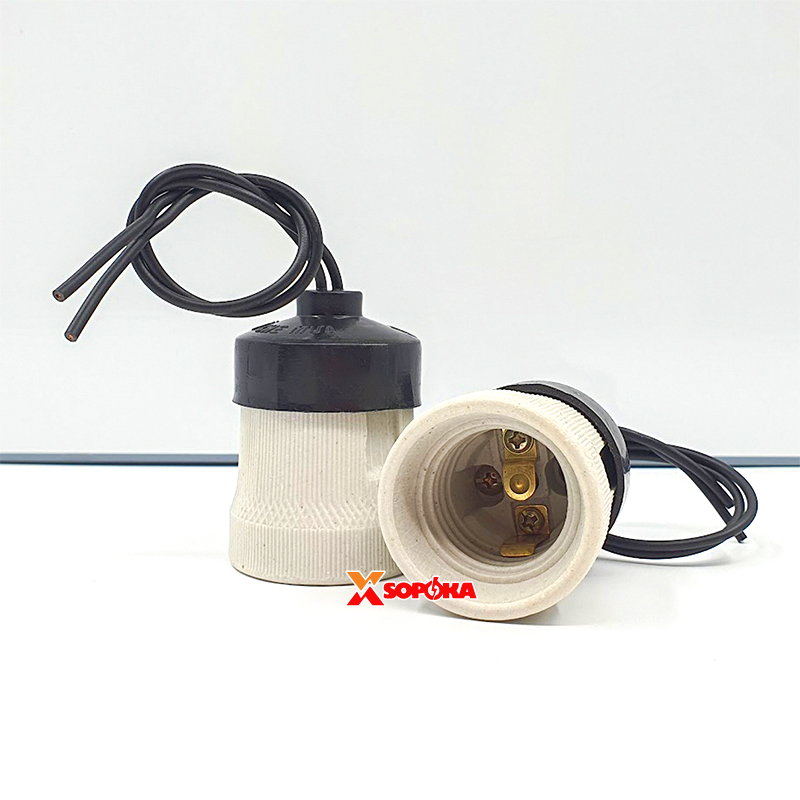 Đui Đèn Sứ Chịu Nhiệt Chịu Mưa Ngoài Trời Ren Xoáy E27 V-3/2 SOPOKA