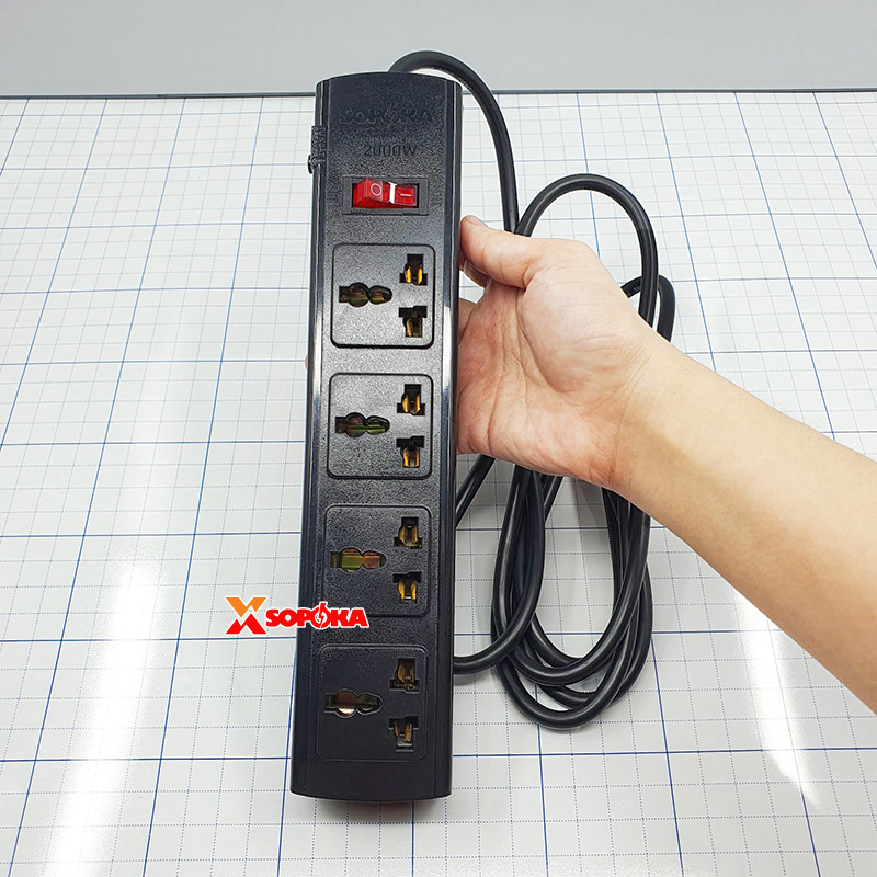 Ổ Cắm Điện 4 Lỗ 2200W Lõi Sứ – Breaker Tự Ngắt Khi Quá Tải | 4T SOPOKA