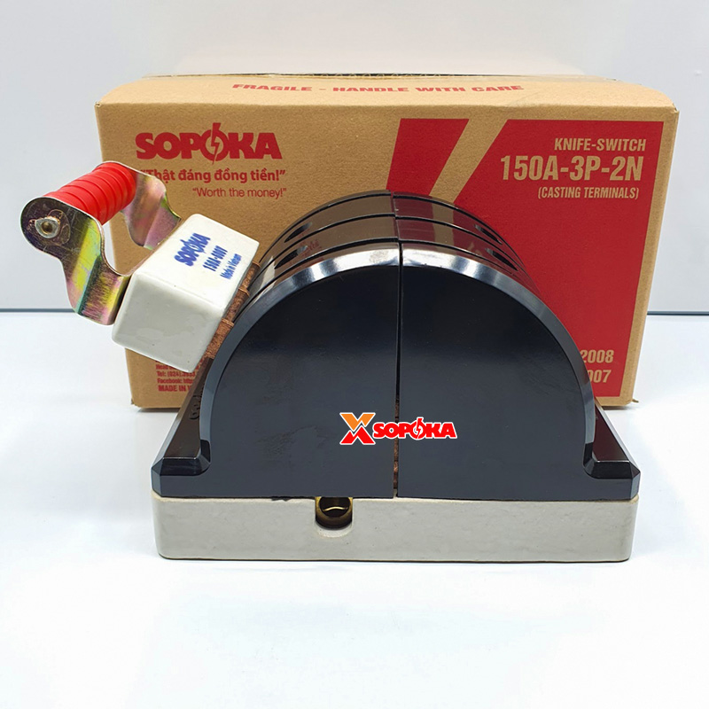 Cầu Dao Đảo Đế Sứ 3 Pha 150A 3P 2N 600V Màu Đen D43 SOPOKA