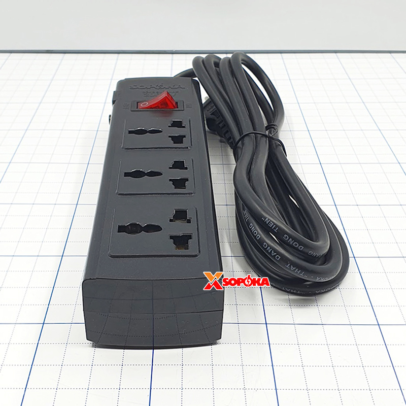 Ổ Cắm Điện 3 Lỗ Lõi Sứ Chống Cháy Tự Ngắt Điện Khi Quá Tải 2000W 3T SOPOKA