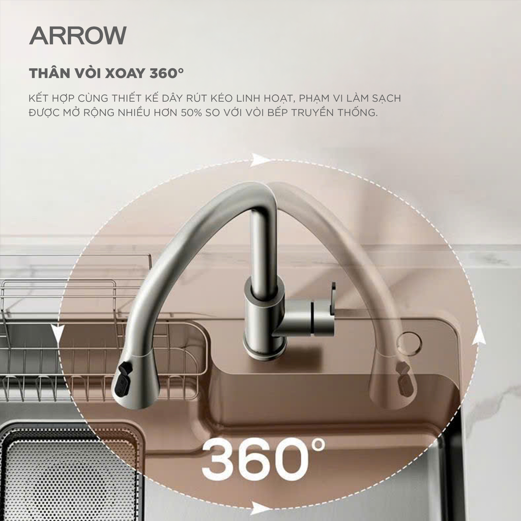 Vòi bếp nóng lạnh Arrow AF4589GGPM