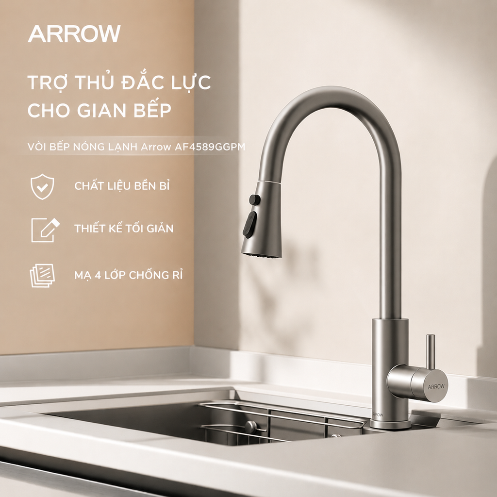Vòi bếp nóng lạnh Arrow AF4589GGPM