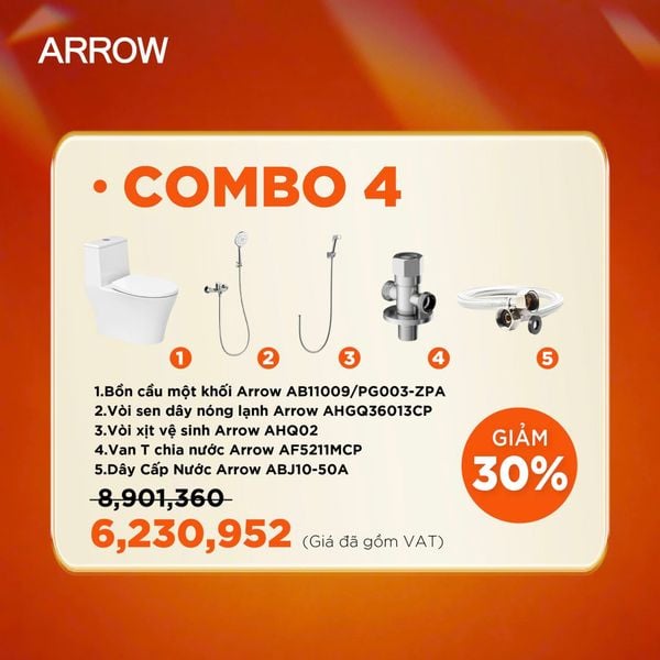 Combo Thiết Bị Vệ Sinh Arrow – Giải Pháp Trọn Bộ Cho Phòng Tắm
