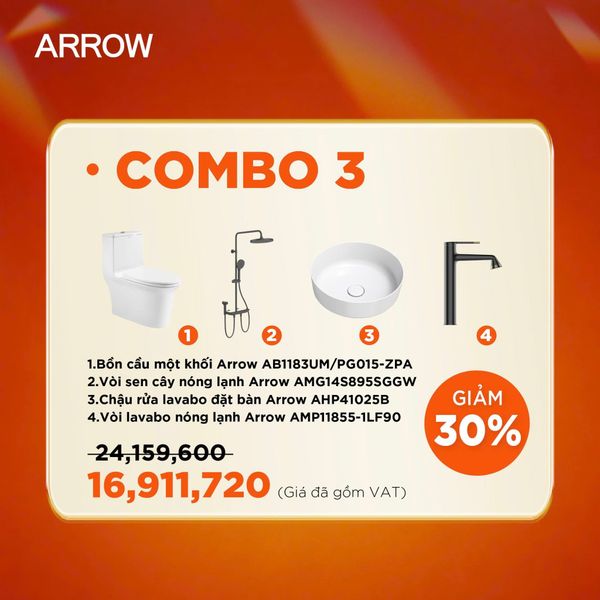 Combo Thiết Bị Vệ Sinh Arrow – Giải Pháp Trọn Bộ Cho Phòng Tắm