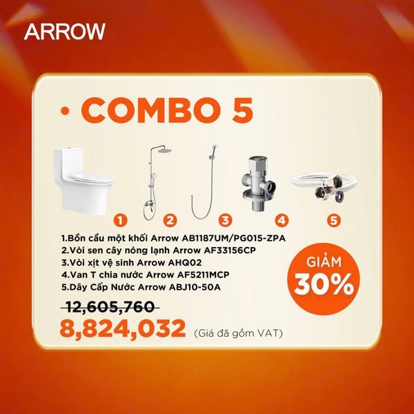 Combo Thiết Bị Vệ Sinh Arrow – Giải Pháp Trọn Bộ Cho Phòng Tắm