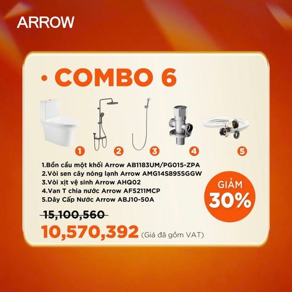 Combo Thiết Bị Vệ Sinh Arrow – Giải Pháp Trọn Bộ Cho Phòng Tắm