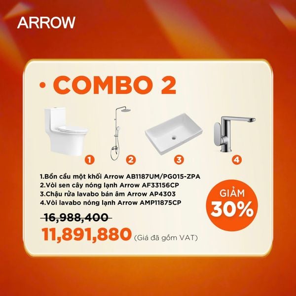 Combo Thiết Bị Vệ Sinh Arrow – Giải Pháp Trọn Bộ Cho Phòng Tắm