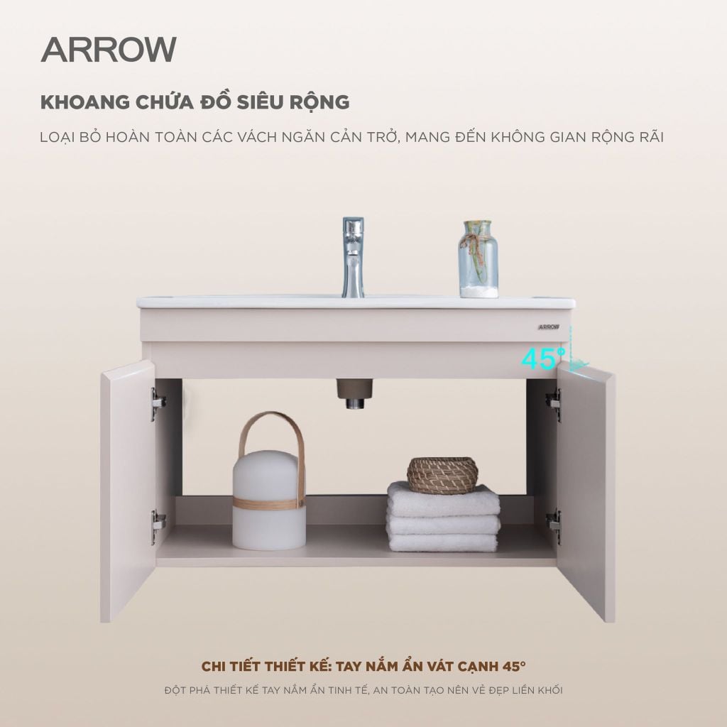 Bộ Tủ Lavabo Arrow ADGMD8G4035WF-DJB/ADGMD8G4035WF-DJB và Tủ Gương Arrow AMJD8G4035WF-DJB