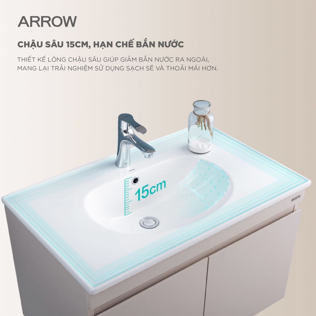 Bộ Tủ Lavabo Arrow ADGMD8G4035WF-DJB/ADGMD8G4035WF-DJB và Tủ Gương Arrow AMJD8G4035WF-DJB