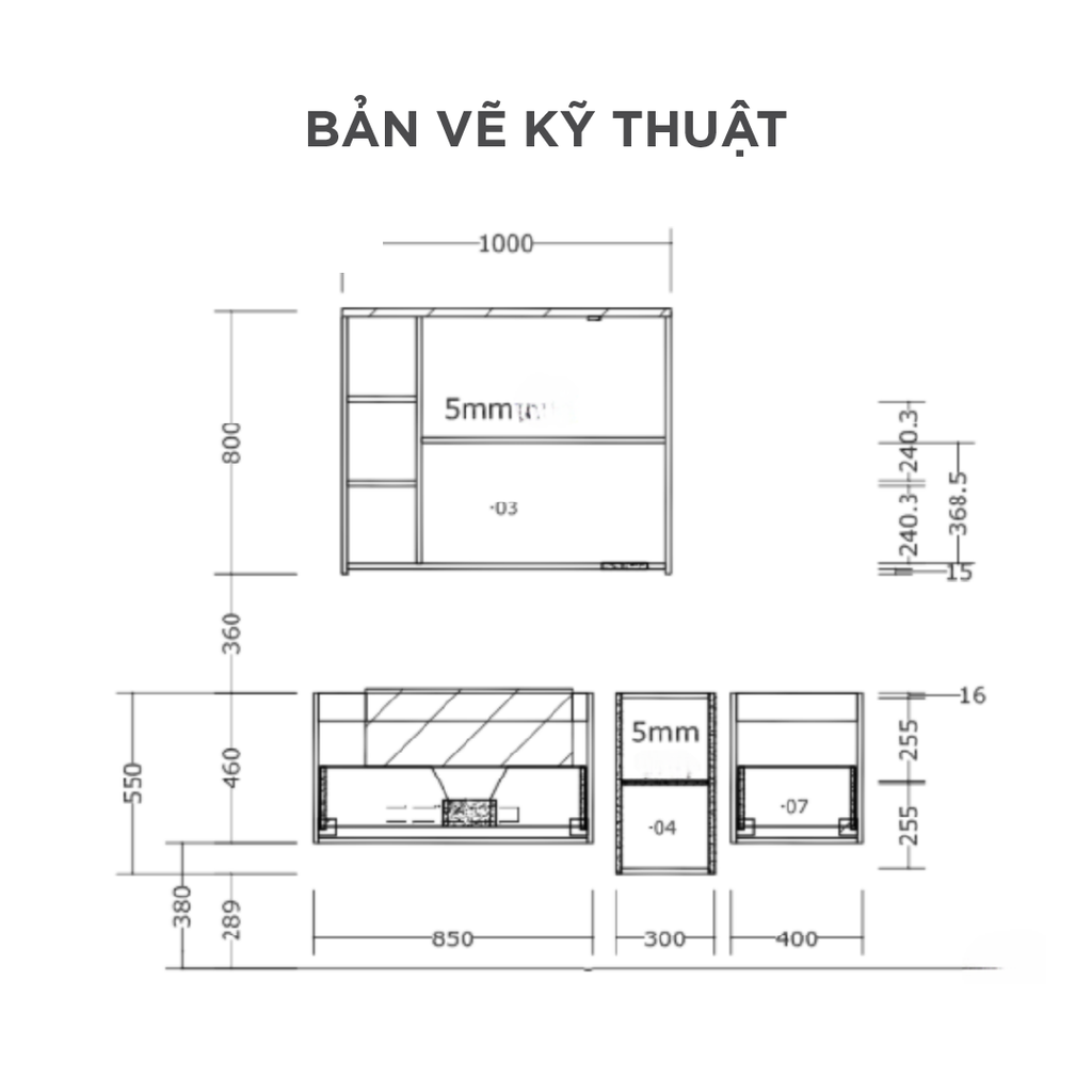 Bộ Tủ Lavabo Arrow A1601KLR1/AP4035 và Tủ Gương Arrow A1601KLR2