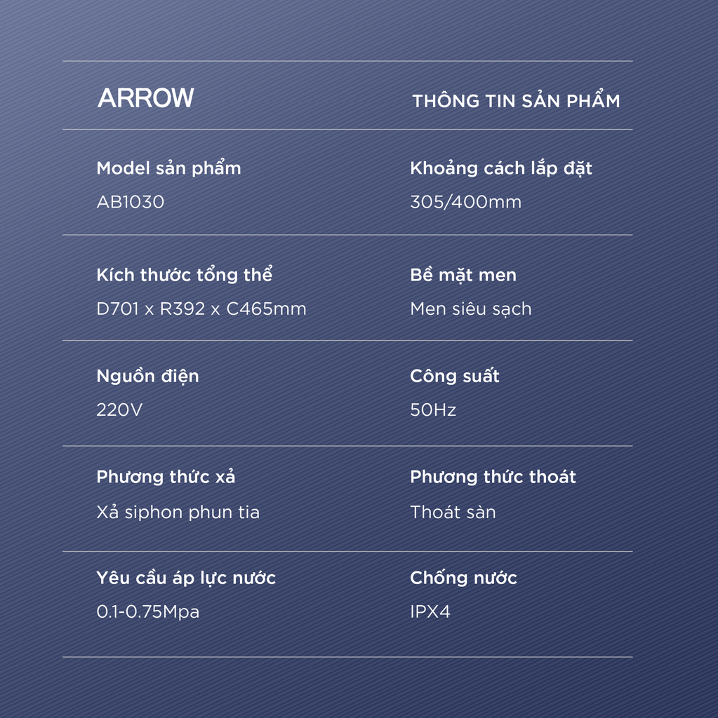 Bồn cầu thông minh Arrow AB1030-AM