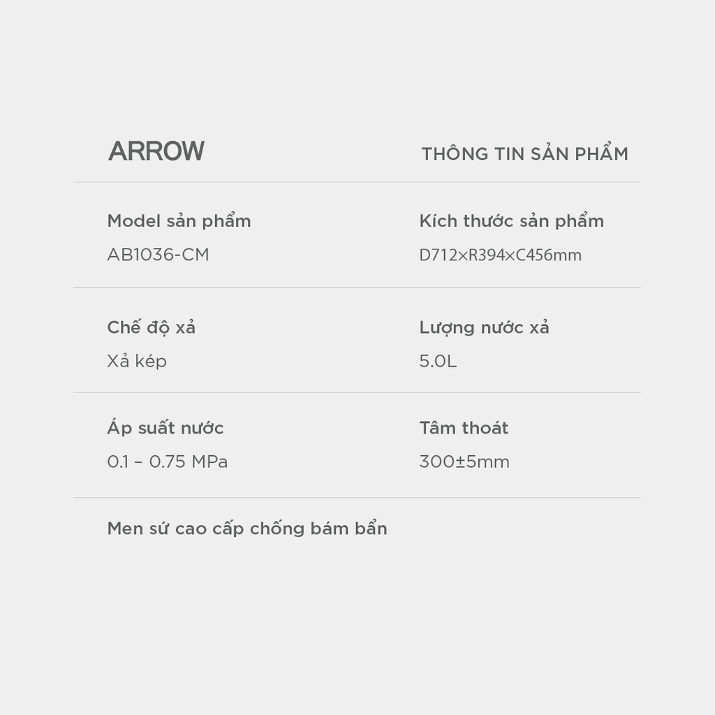 Bồn cầu thông minh Arrow AB1036-CM