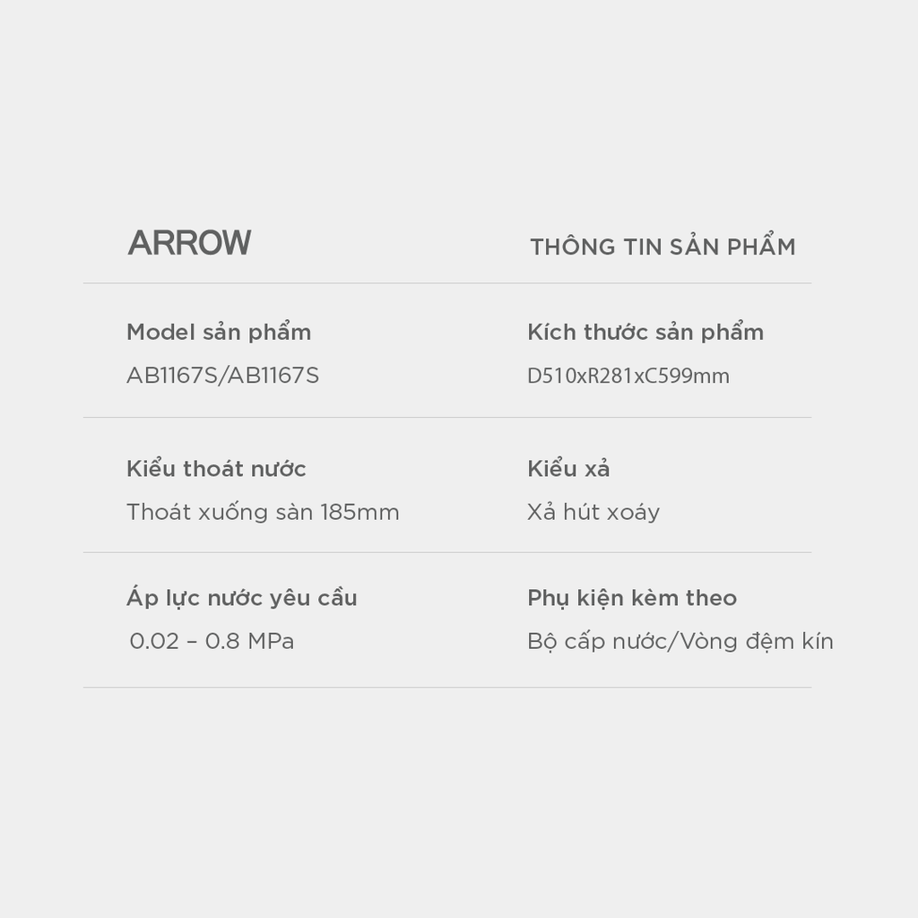 Bồn cầu một khối Arrow AB1167S/AB1167S