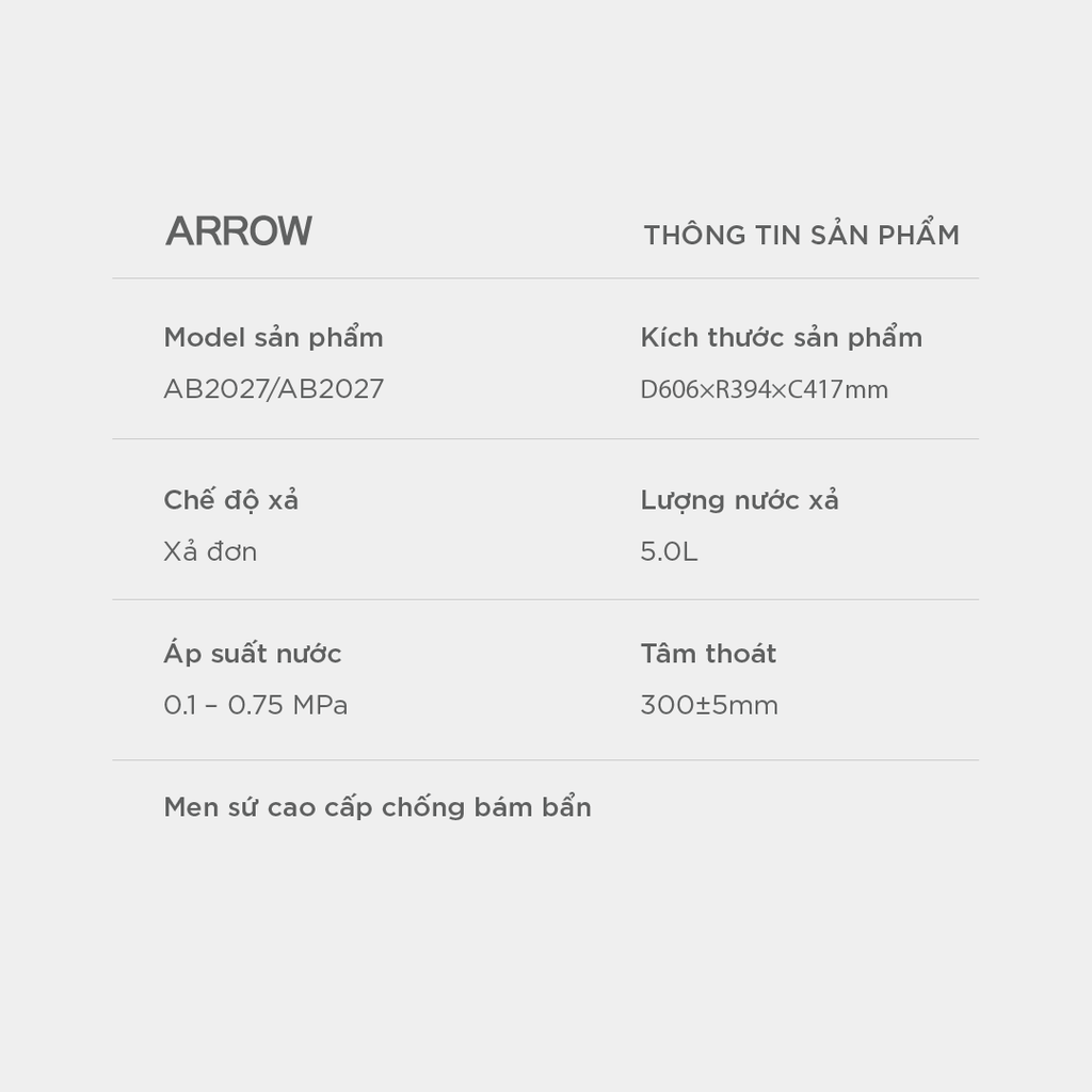Bồn cầu thông minh treo tường Arrow AB2027/AB2027