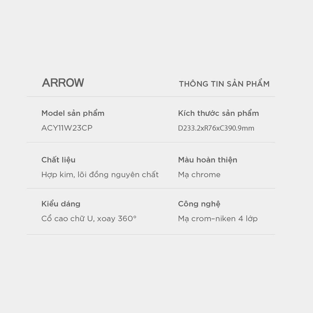 Vòi bếp nóng lạnh Arrow ACY11W23CP