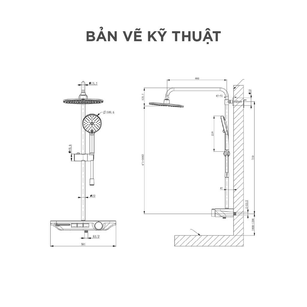 Vòi sen cây nóng lạnh Arrow AD3319GGP