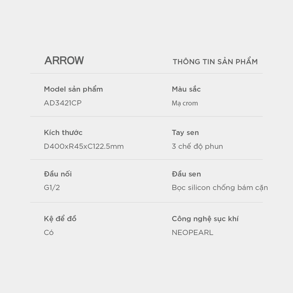 Vòi sen cây nóng lạnh Arrow AD3421CP