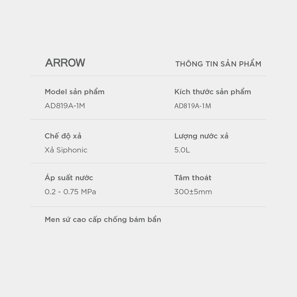 Bồn cầu thông minh Arrow AD819A-1M