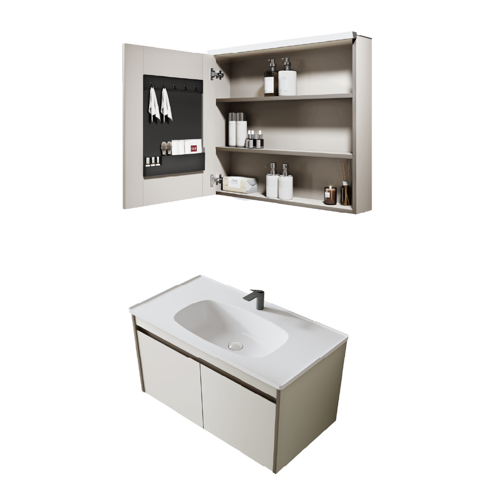 Bộ Tủ Lavabo Arrow ADGMD6G31008D-HF/AP31008D và Tủ Gương Arrow AMJD6G31008D-HF