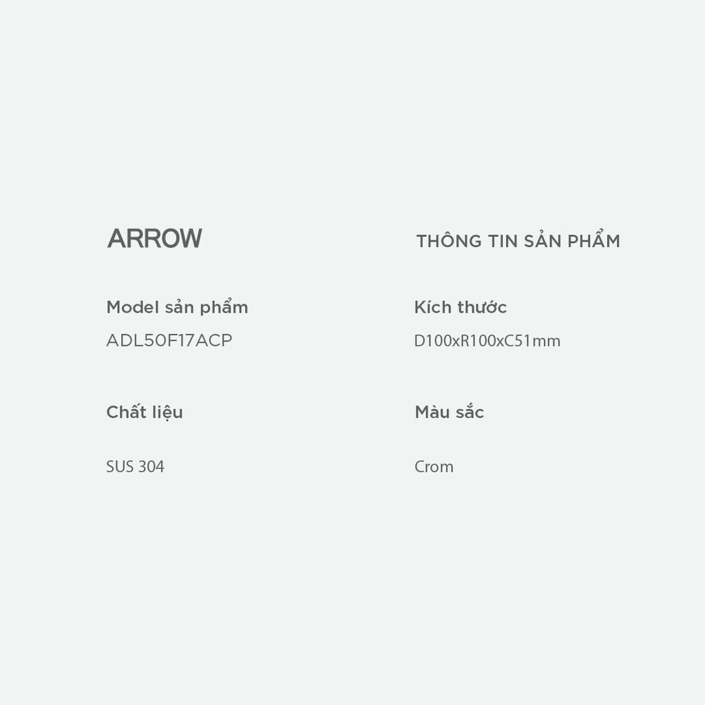 Phễu thoát sàn Arrow ADL50F17ACP