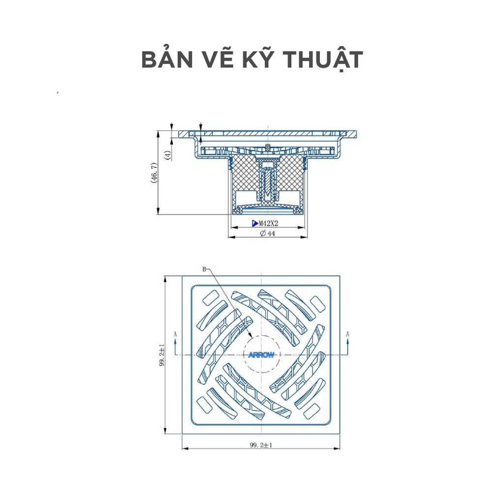Phễu thoát sàn Arrow ADL50T19CGGW