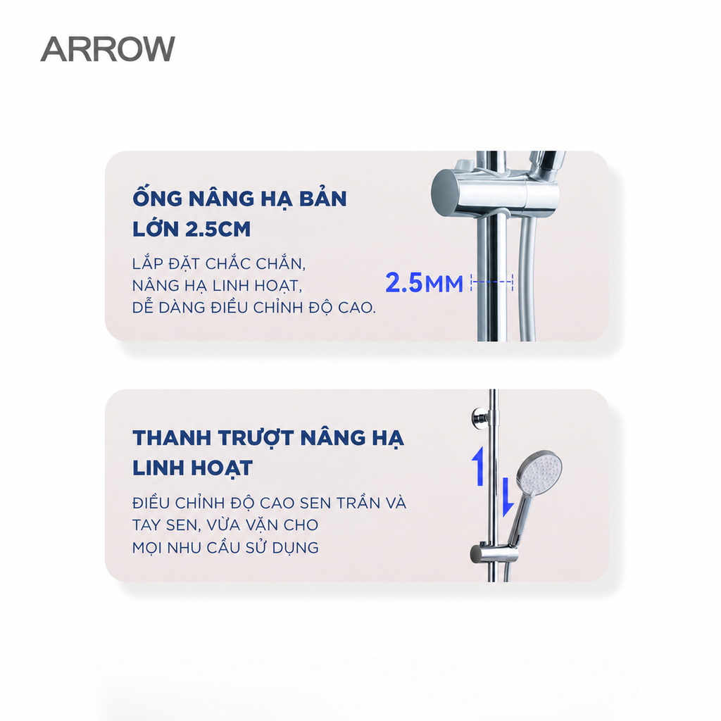 Vòi sen cây nóng lạnh Arrow AF33156CP