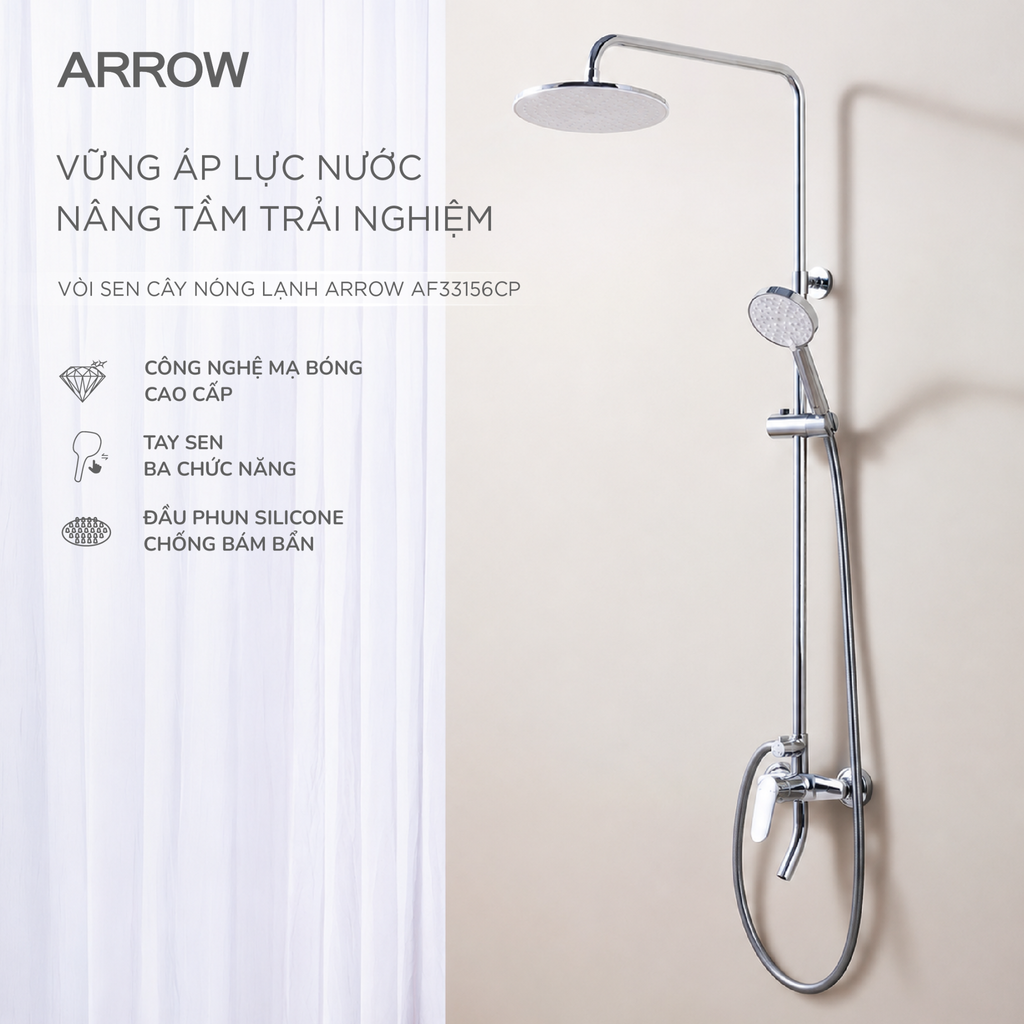 Vòi sen cây nóng lạnh Arrow AF33156CP