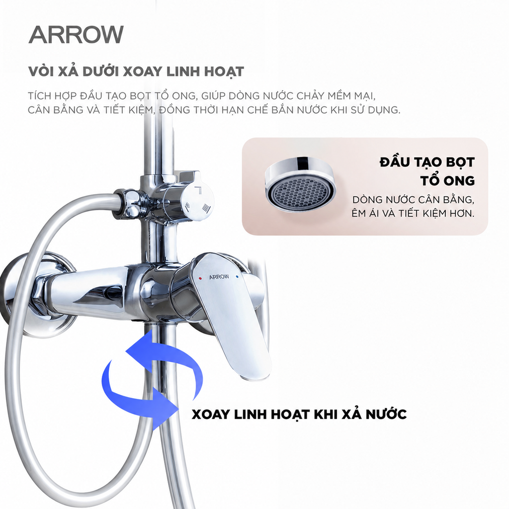 Vòi sen cây nóng lạnh Arrow AF33156CP