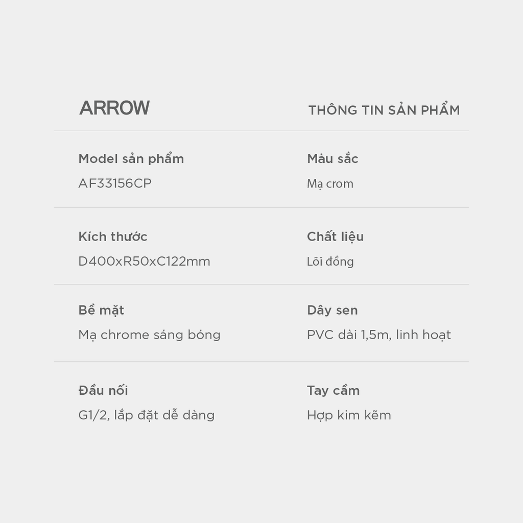 Vòi sen cây nóng lạnh Arrow AF33156CP