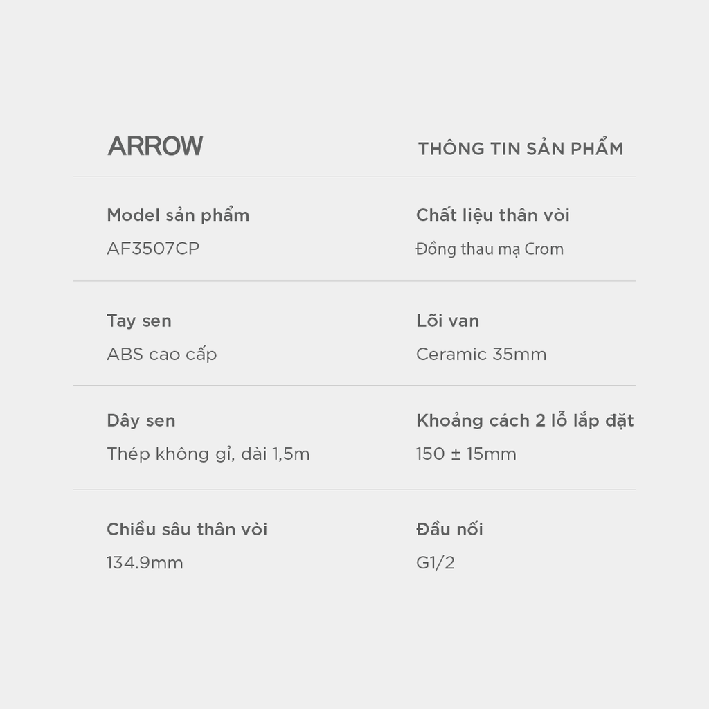 Vòi sen dây nóng lạnh Arrow AF3507CP