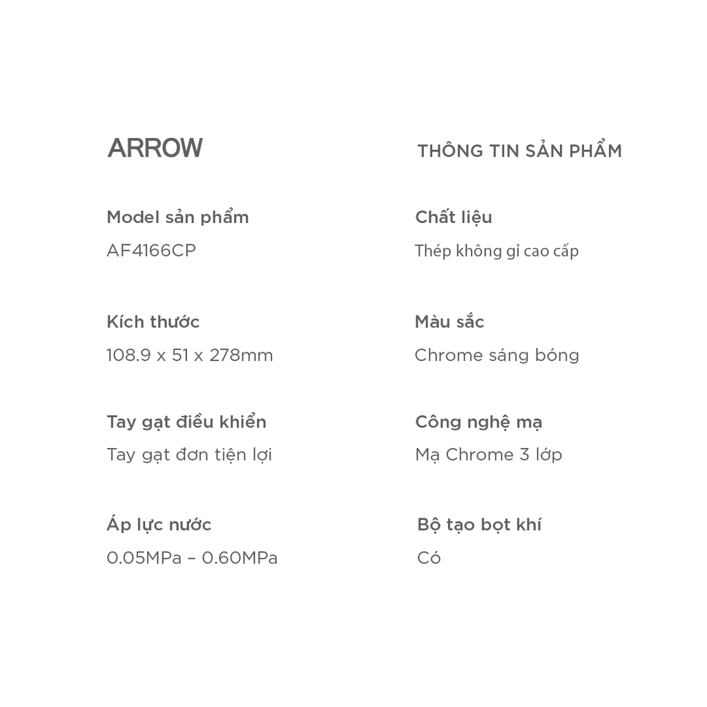 Vòi lavabo nóng lạnh Arrow AF4166CP
