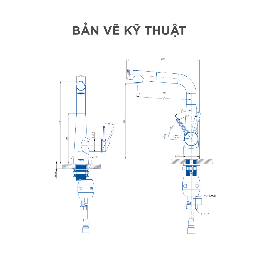 Vòi lavabo nóng lạnh Arrow AF4166CP