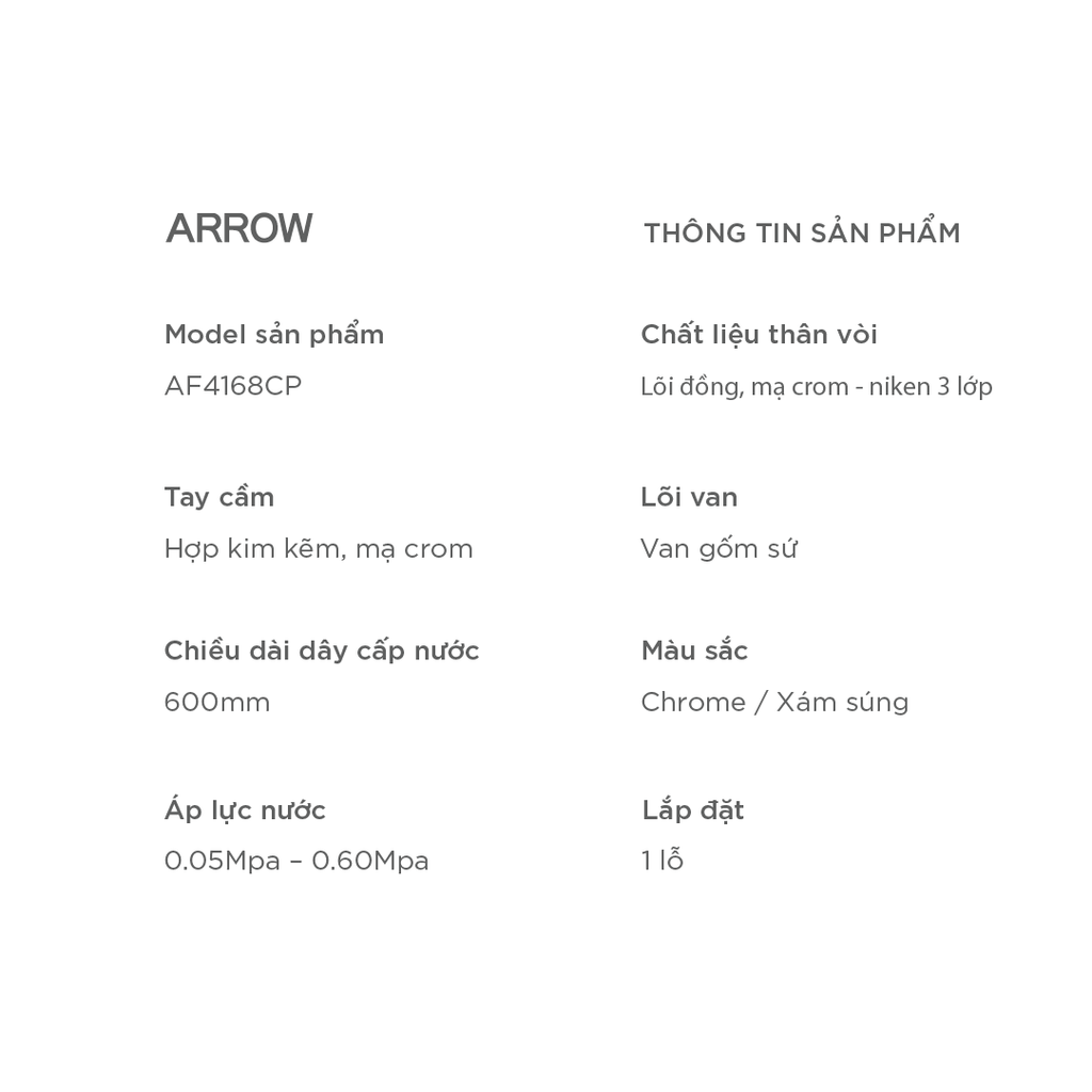 Vòi lavabo lạnh Arrow AF4168CP