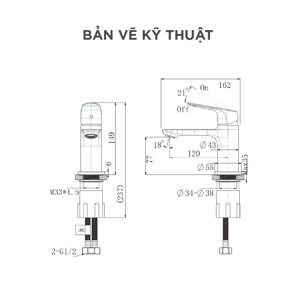 Vòi lavabo nóng lạnh Arrow AF4195CP