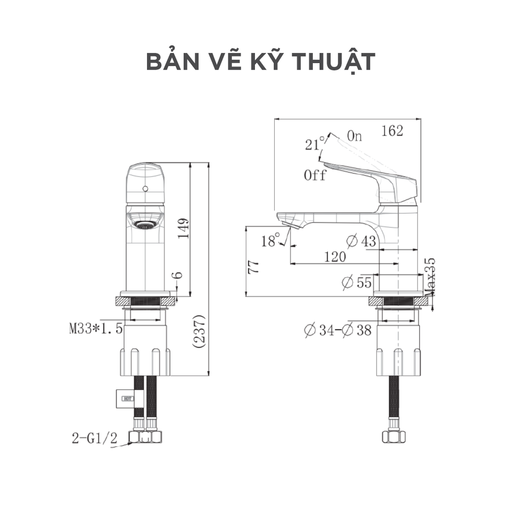 Vòi lavabo nóng lạnh Arrow AF4195GGP
