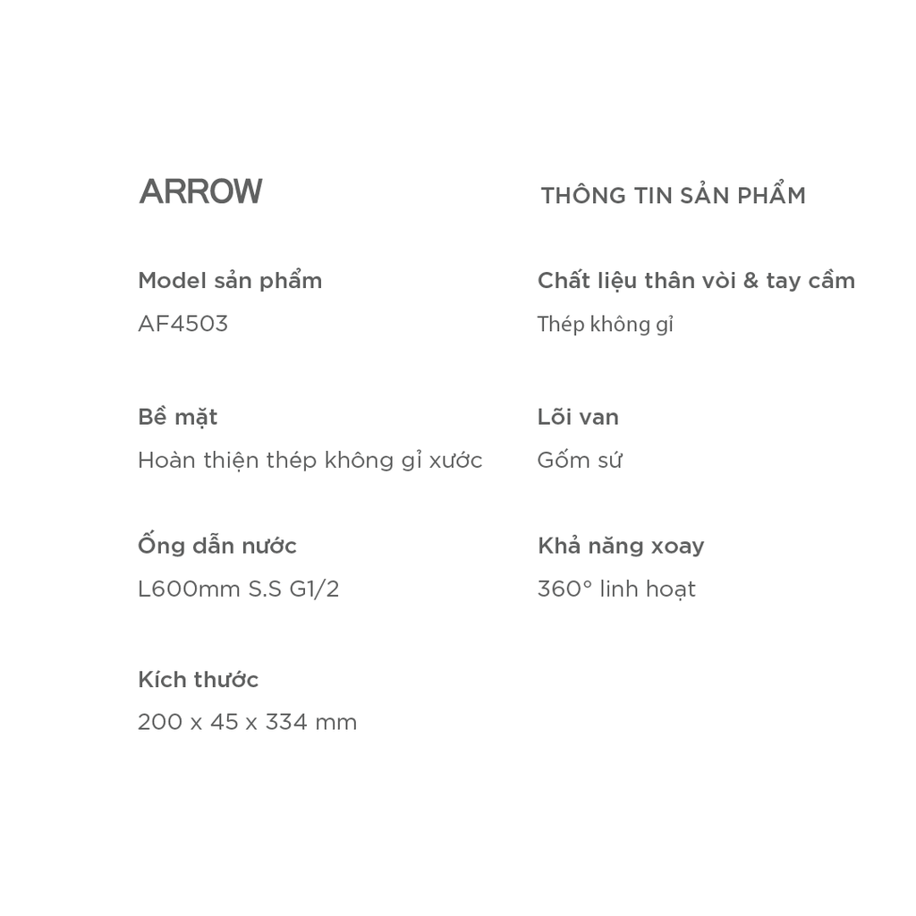 Vòi bếp lạnh Arrow AF4503