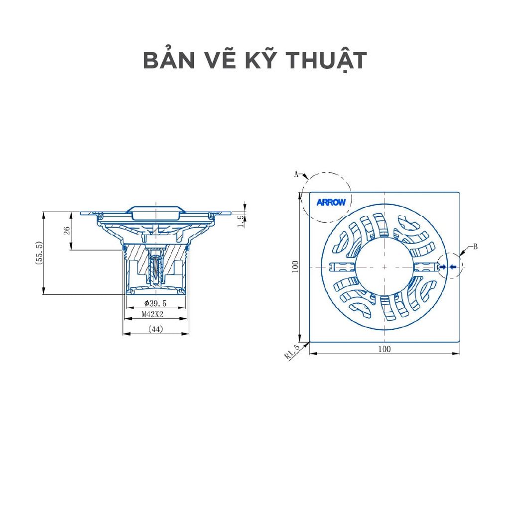 Phễu thoát sàn Arrow AF5116MGG