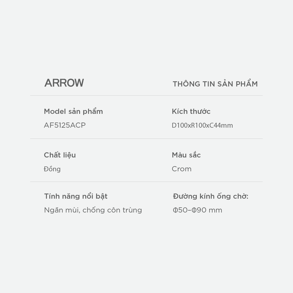 Phễu thoát sàn Arrow AF5125ACP