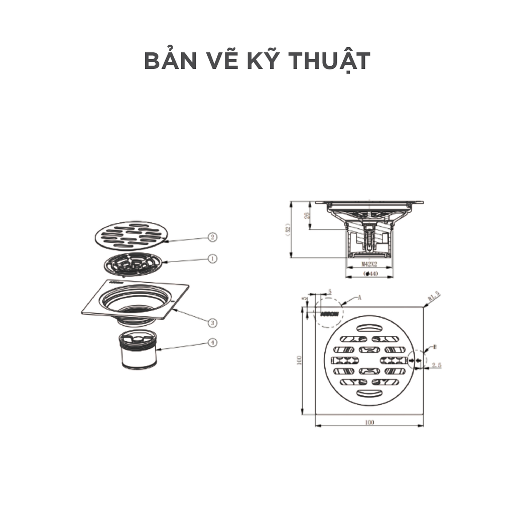 Phễu thoát sàn Arrow AF51811AMSS