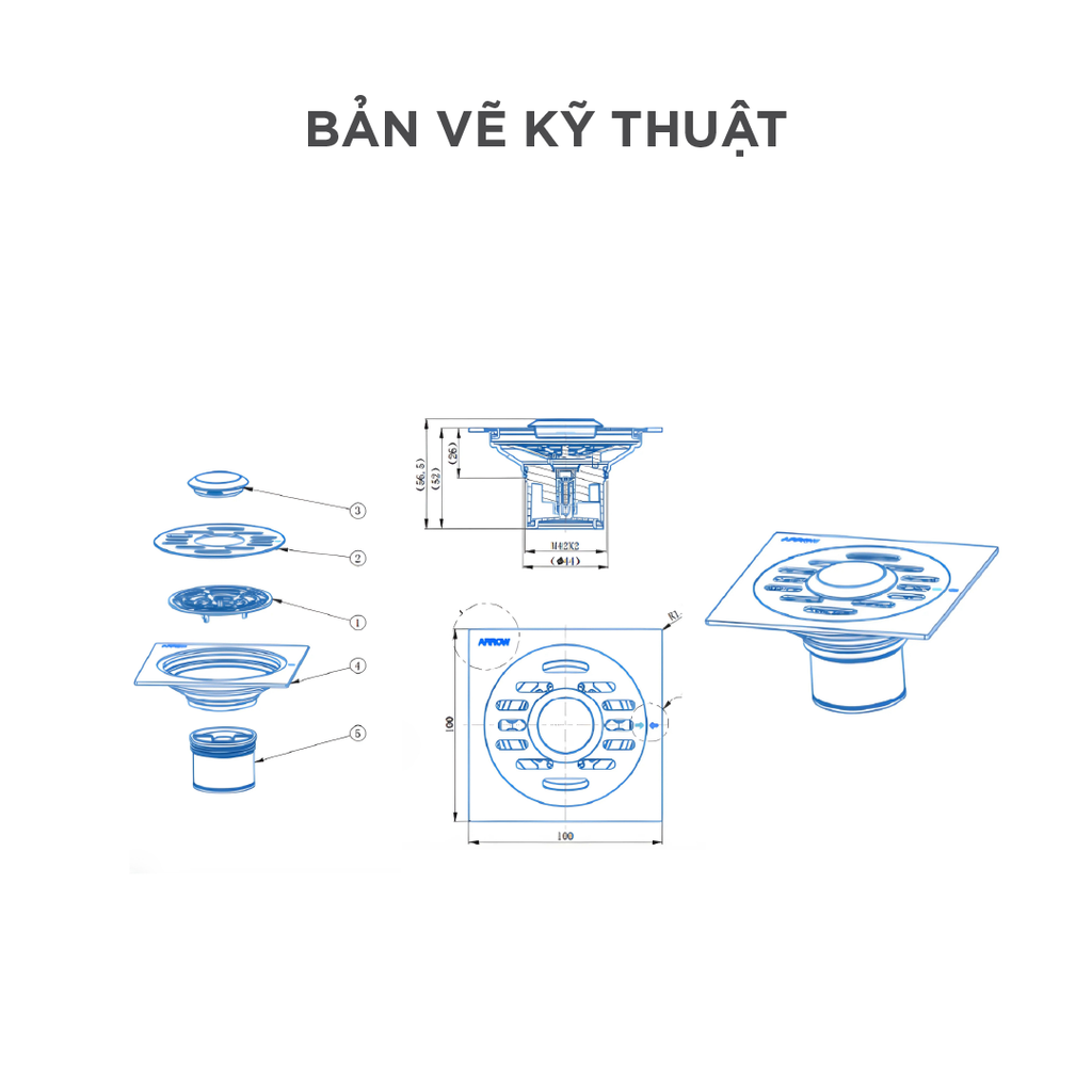 Phễu thoát sàn Arrow AF51811BMSS