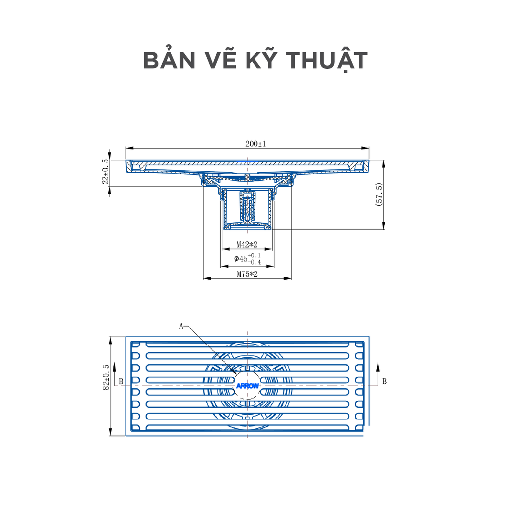 Phễu thoát sàn Arrow AF51820CP