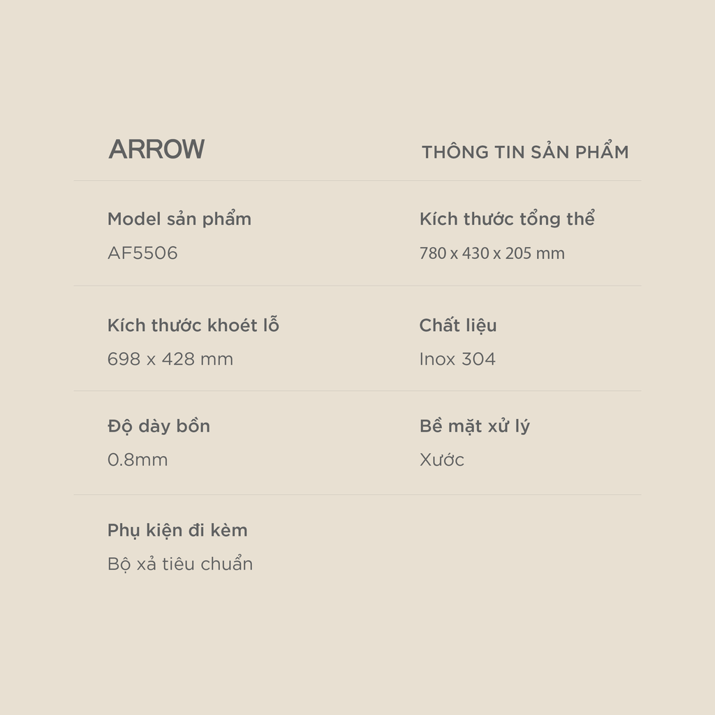 Chậu rửa chén Arrow AF5506