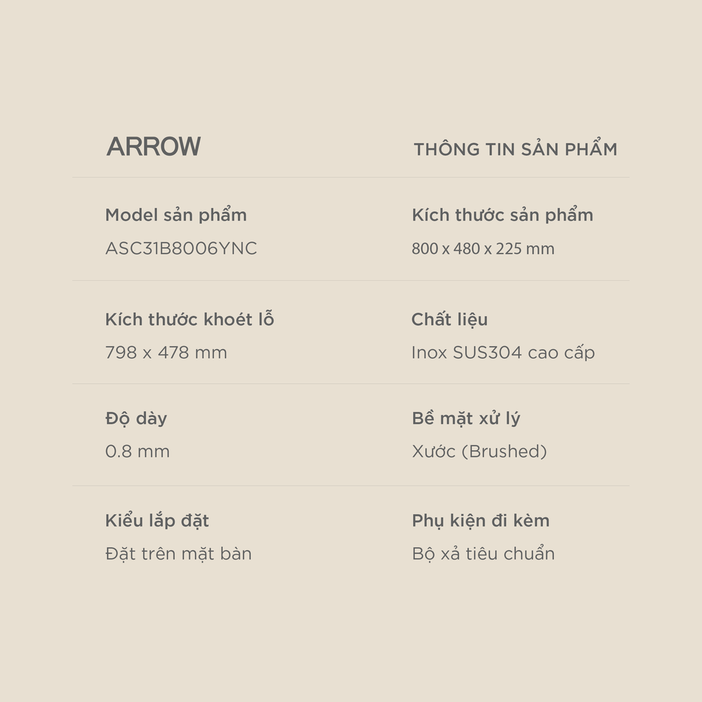 Chậu rửa chén Arrow AF5508