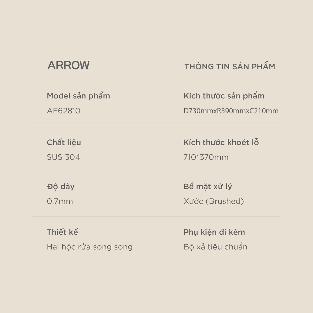 Chậu rửa chén Arrow AF62810