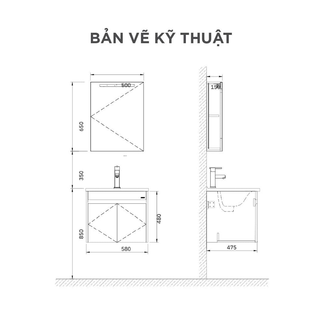 Bộ Tủ Lavabo Arrow AFD6G31009D-JN/AP31009D và Tủ Gương Arrow AFD6G31009D-JN