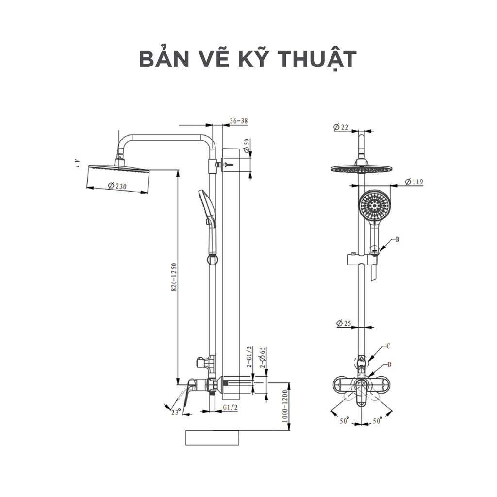 Vòi sen cây nóng lạnh Arrow AG3209CP
