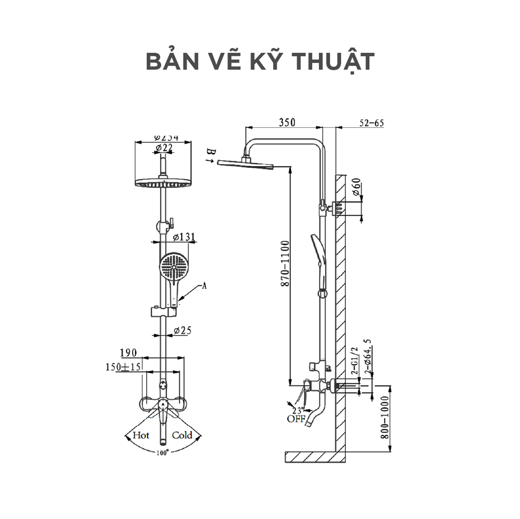 Vòi sen cây nóng lạnh Arrow AG3307CP-1