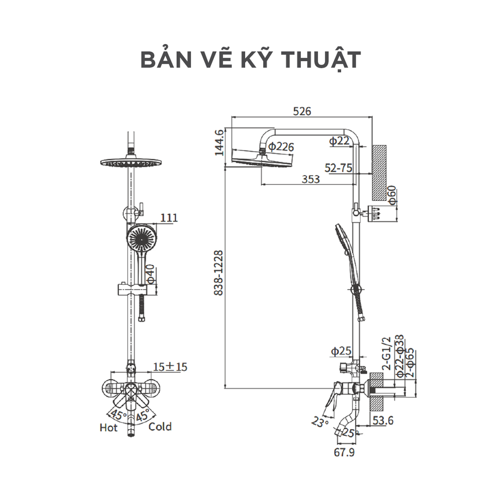 Vòi sen cây nóng lạnh Arrow AG3309CP