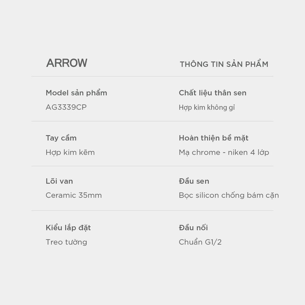 Vòi sen cây nóng lạnh Arrow AG3339CP